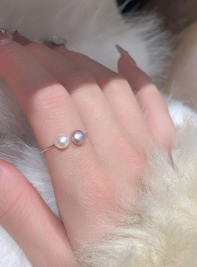 天然淡水珍珠戒指14K注金不褪色