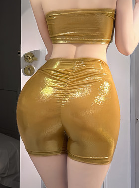 闪光烫金鲍鱼蜜桃臀美体短裤夜店舞台领舞表演吸睛性感紧身裤热裤