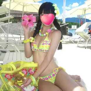 多巴胺海岛比基尼海滩度假三点式 性感绑带海岛少女风挎脖系带泳衣