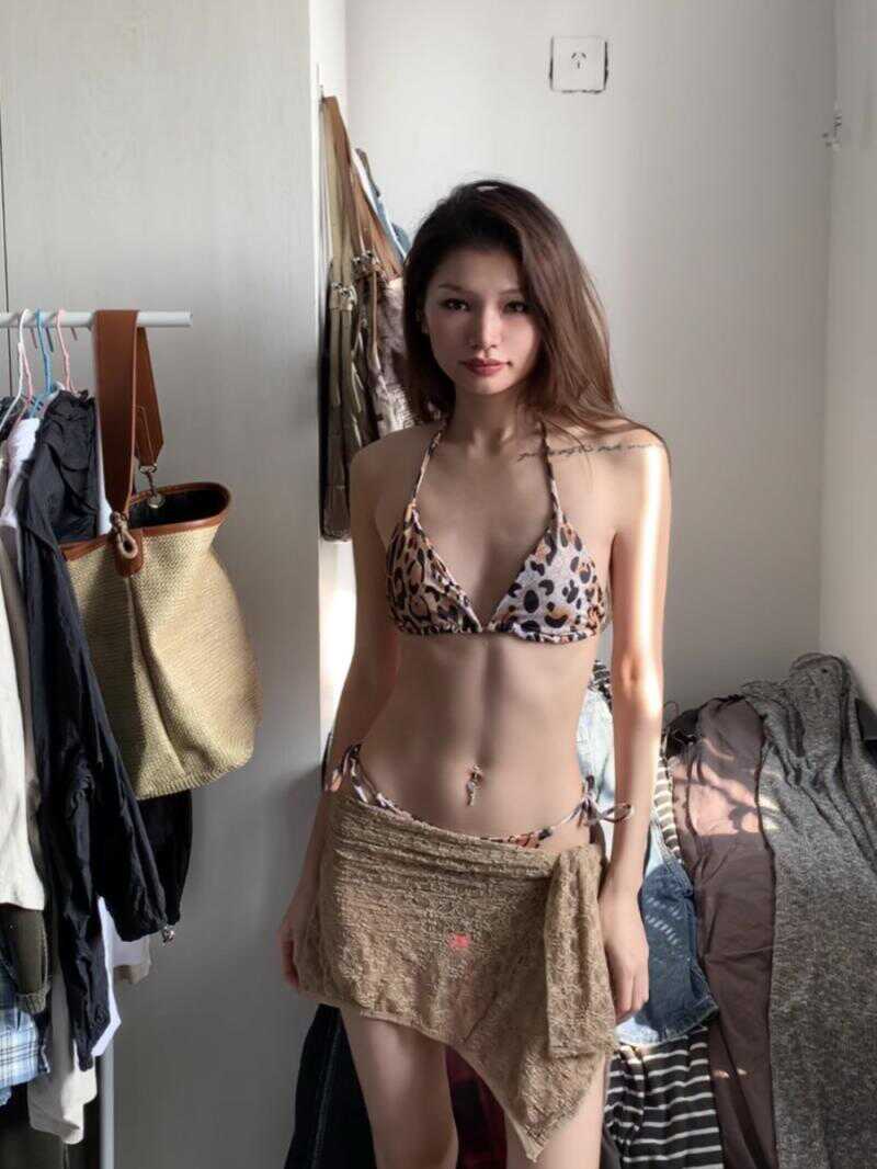 分体度假欧美性感ins风豹纹泳装