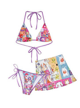 DK日系可爱少女卡通KT猫比基尼小胸聚拢性感温泉度假海边分体泳衣