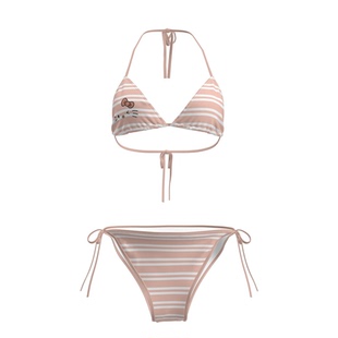 泳衣套装 条纹卡通比基尼女分体绑带两件套海边度假泳衣三点式 夏季