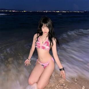 二次元 辣妹少女泡温泉游泳衣ins分体纯欲比基尼内衣可爱性感套装