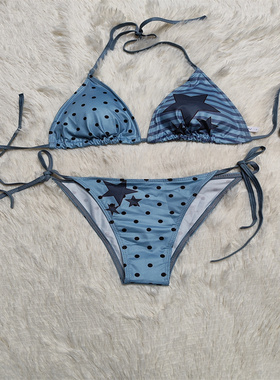 星砂交叉分体泳衣少女显瘦三角泳装性感可爱比基尼套装游泳衣内衣