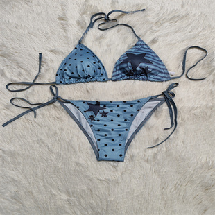 星砂交叉分体泳衣少女显瘦三角泳装性感可爱比基尼套装游泳衣内衣