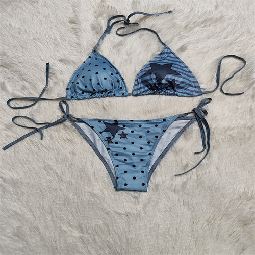 性感星砂三角泳装交叉显瘦可爱女