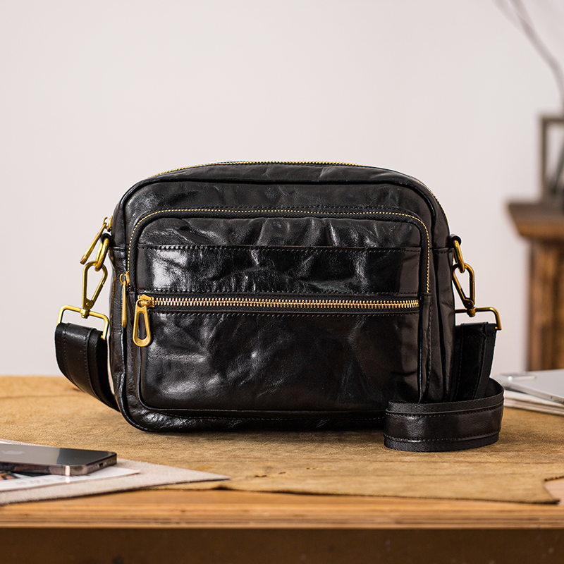 后步真皮单肩包小众休闲斜挎包潮