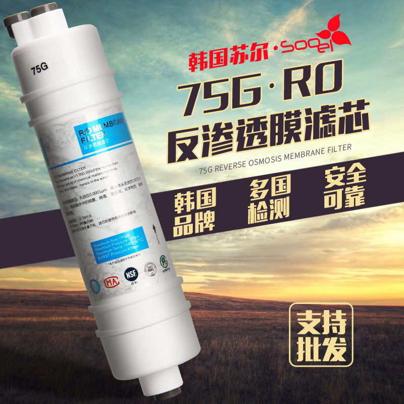 10寸净水器2分快接式通用反渗透一体RO膜75g纯水机直饮过滤芯配件