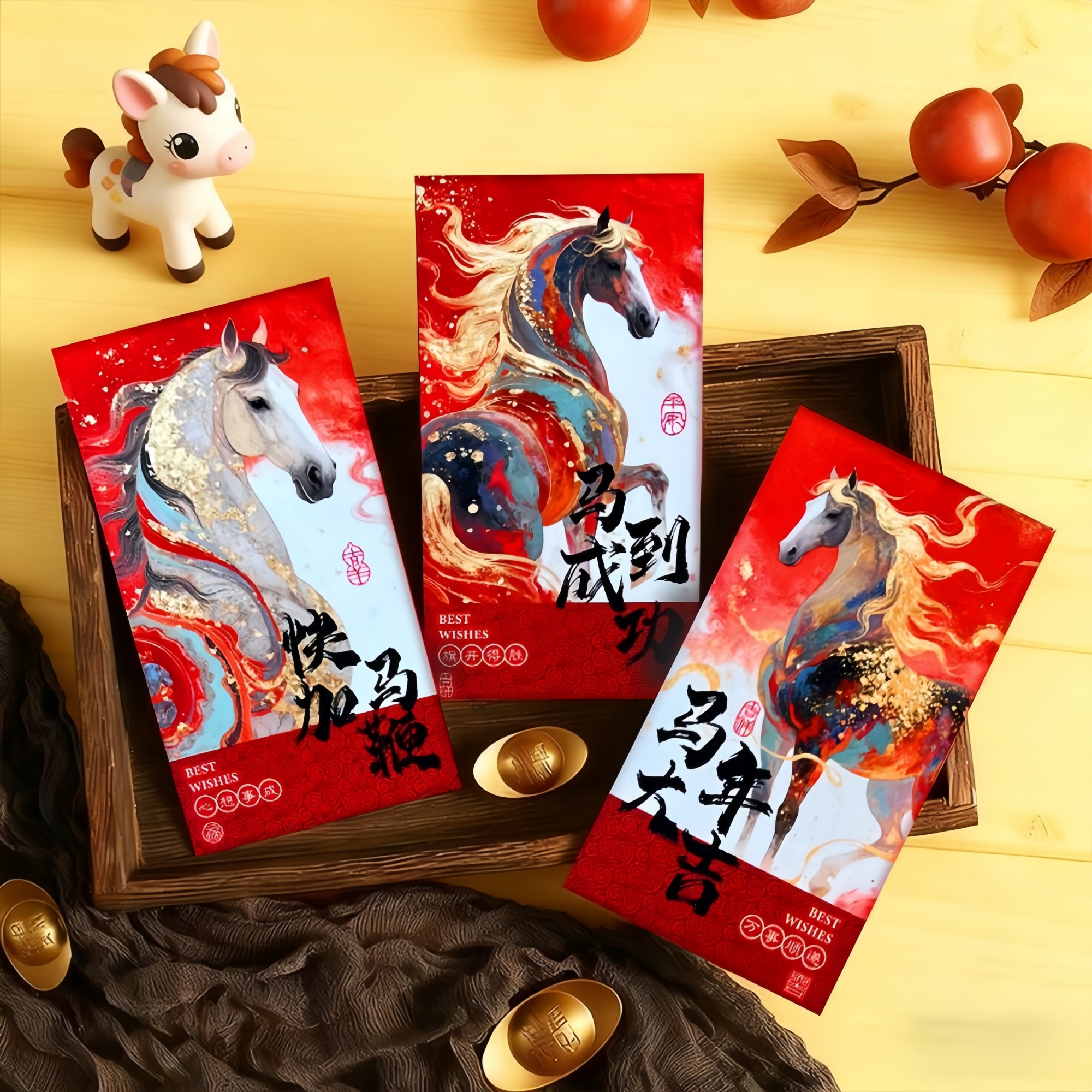 马年新款卡通可爱烫金红包