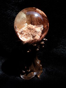中国水晶矿石天然多色白幽灵球红幽灵水晶球金发晶球摆件54mm