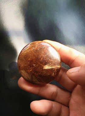 中国水晶矿石天然发晶钛晶水晶平安扣吊坠平平安安51*21mm79.1g