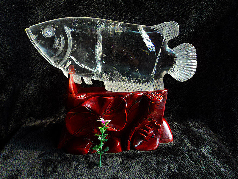 水晶矿石天然白水晶金龙鱼年年有鱼摆件礼品220*290m