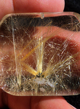 中国水晶矿石天然钛晶金发晶顺发无事牌吊坠39×50×21mm 73.8g