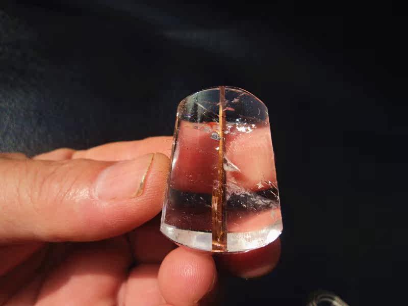 水晶矿石天然钛晶金发晶碧玺发无事牌吊坠 38×28×16mm 23.6g