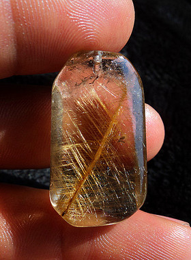 中国水晶矿石天然钛晶发晶顺发无事牌吊坠 33×18×12mm 13.6g