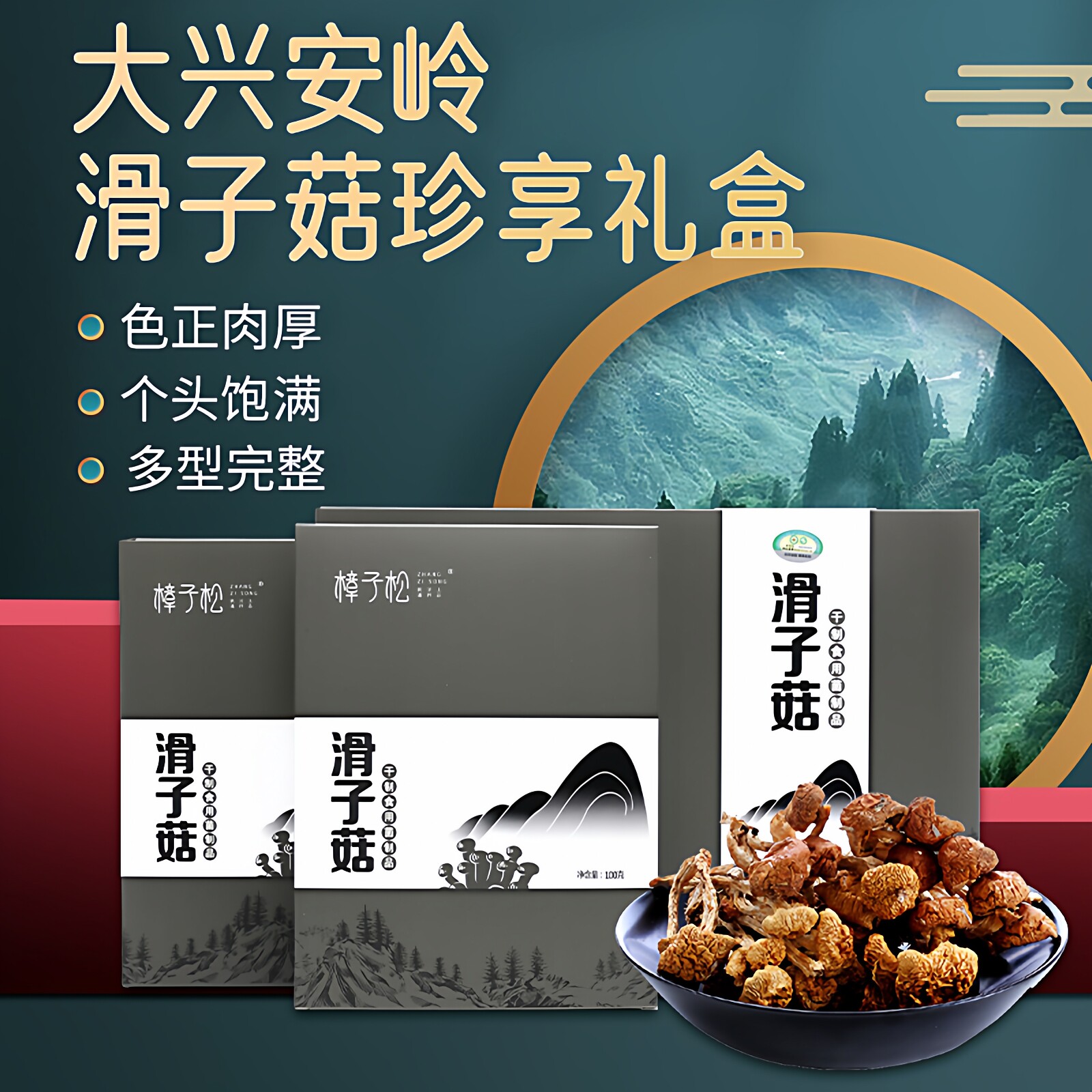 珍享有机滑子香菌菇东北大兴安岭土特产级干货山珍长辈春节送礼盒