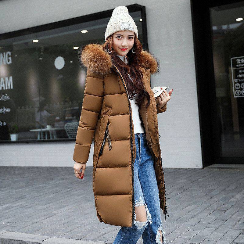新款女装长款棉服连帽大毛领羽绒