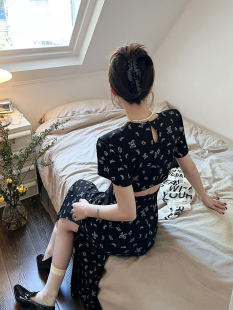 国风新中式连衣裙女装夏改良长款露腰长裙高级感碎花旗袍裙子日常