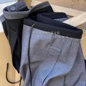 子 女春秋裤 显瘦又时髦 马吉拉腰头撞色绵羊毛抽绳直筒休闲西裤