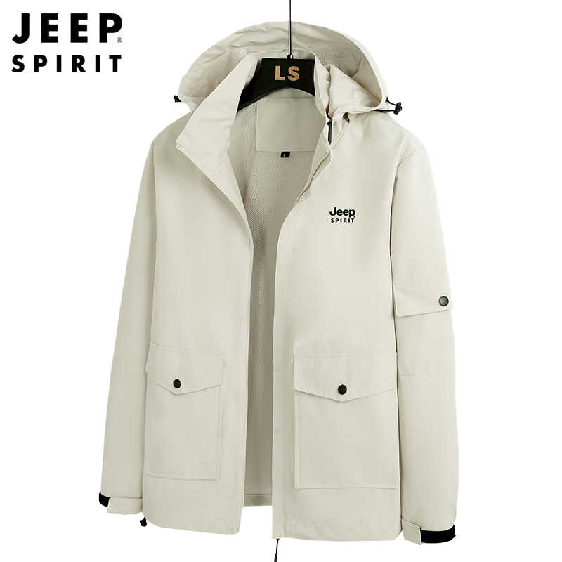 JEEP SPIRIT简约高街单层夹克衫男士黑色徽标卫衣经典潮流百搭