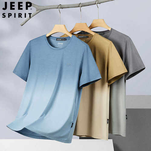 夏季新款宽松圆领吊染短袖t恤