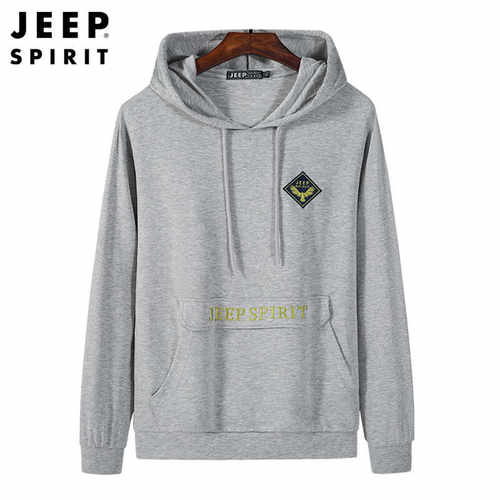 JEEPSPIRIT袋鼠兜绣花卫衣