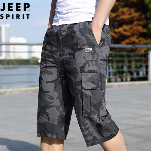 JEEPSPIRIT迷彩纯棉七分裤