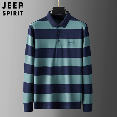 条纹宽松翻领上衣JEEPSPIRIT男士