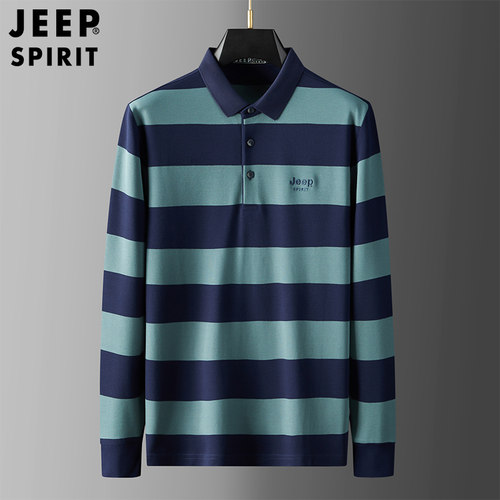 条纹宽松翻领上衣JEEPSPIRIT男士