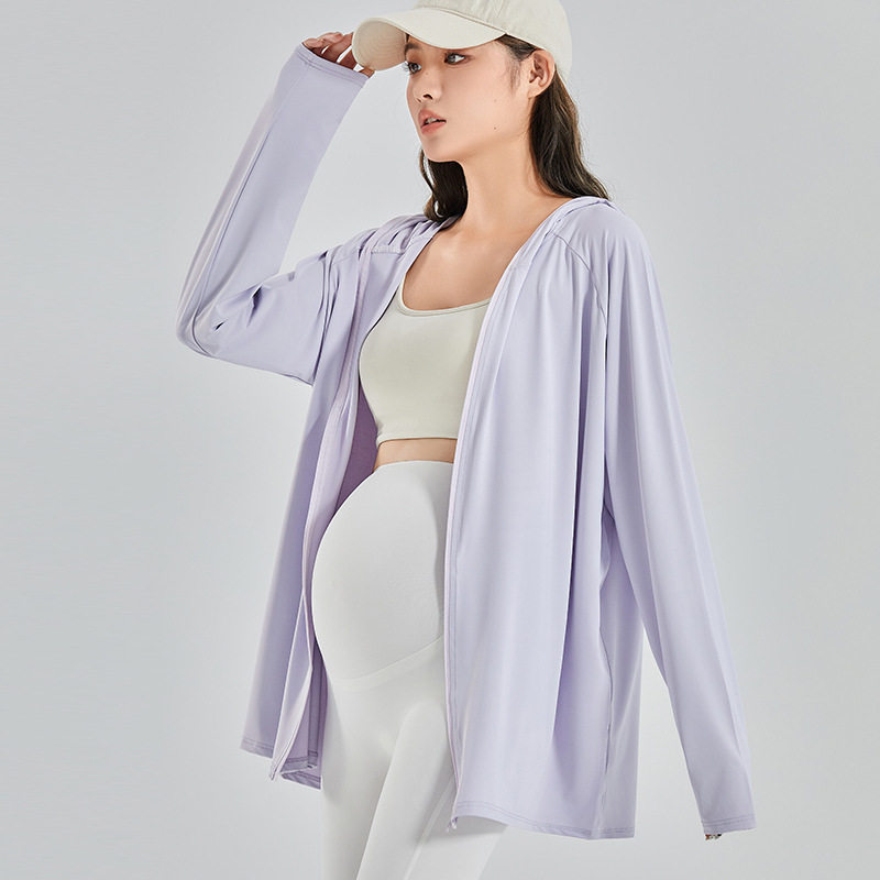 防晒衣宽松夏季透气轻薄连帽高领孕妇瑜伽服套装运动文胸健身裤子