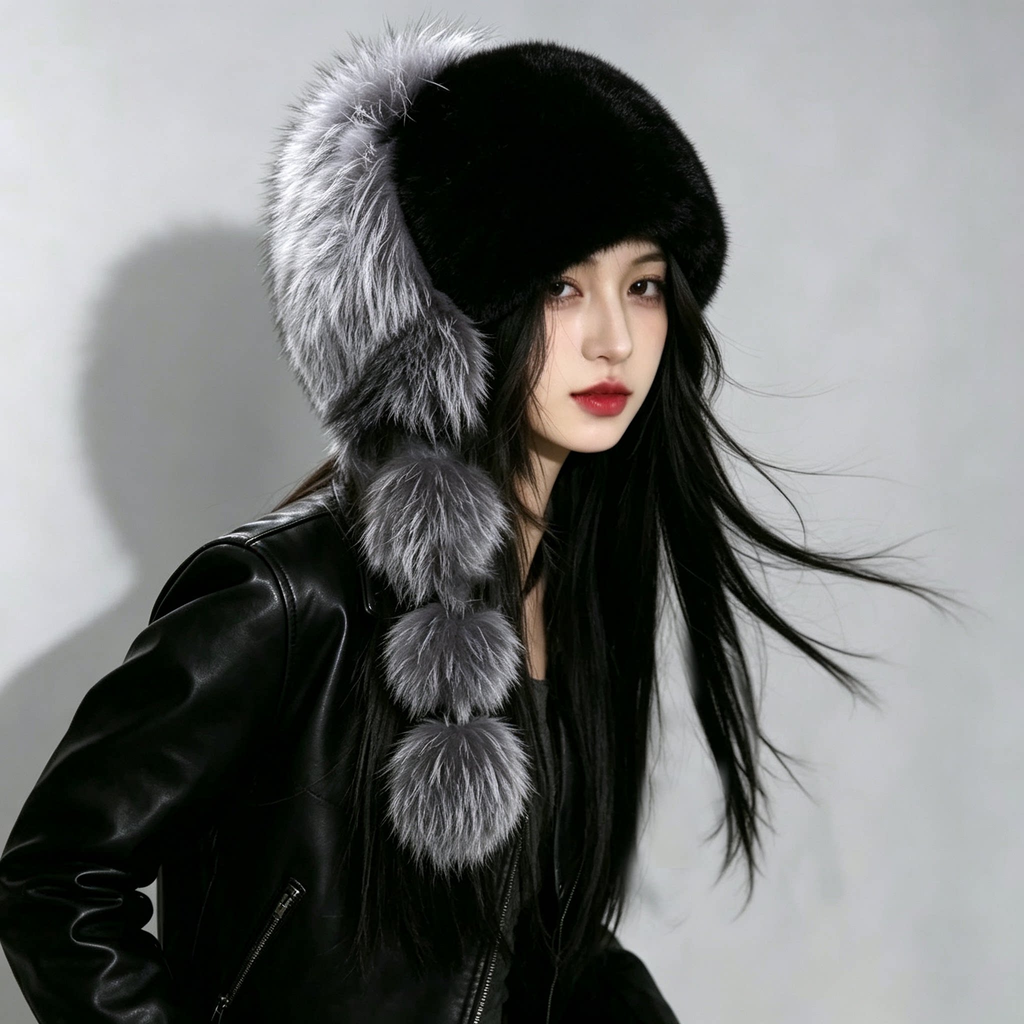 保暖水貂皮帽子2026女冬贝雷帽进口狐狸毛整皮草仿貂毛时尚韩版潮
