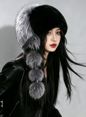 保暖水貂皮帽子2026女冬贝雷帽