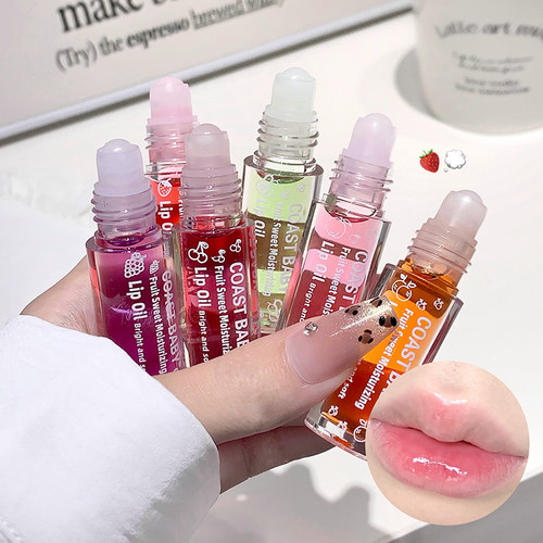 走珠唇油保湿滋润学生唇膏嘟嘟补水滚珠淡化唇纹无色透明水果味