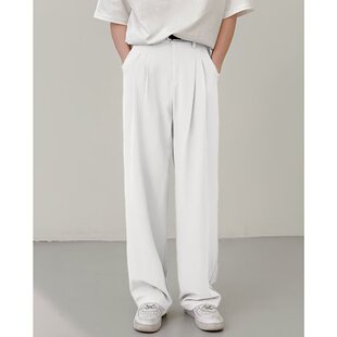 新款 宽松直筒免烫垂感西裤 休闲韩版 高级感西装 男装 男士 休闲长裤 裤