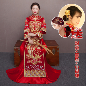 秀禾服新娘礼服嫁衣中式结婚婚纱敬酒服旗袍龙凤褂喜服2016新款秋