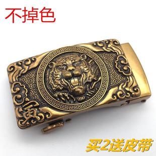 实心纯防铜皮带扣头复古铜自动扣卡槽卡子腰带男配件动物浮雕高档