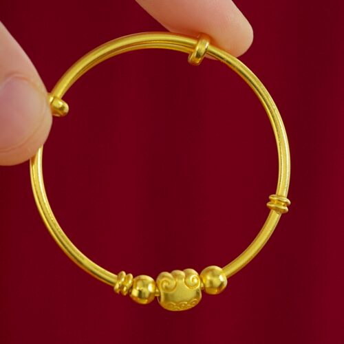 宝宝铜镀金推拉可调光面手镯