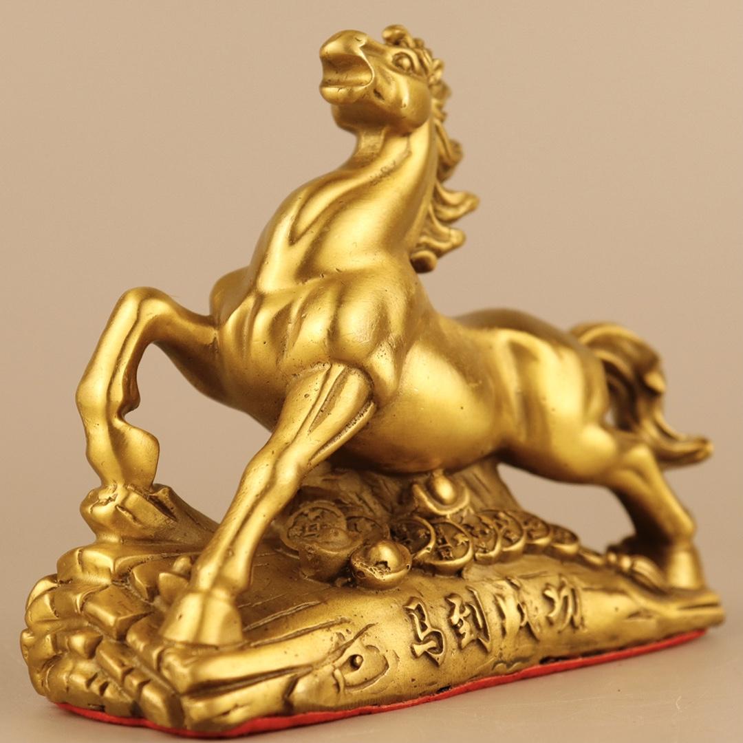 马到成功铜马摆件纯铜站马金属马型工艺品办公室客厅家用南方补角