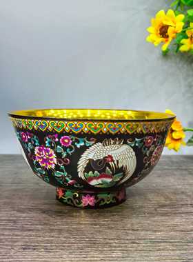 古玩杂项收藏仿古大清乾隆年制珐琅彩八宝碗家居装饰品工艺品摆件