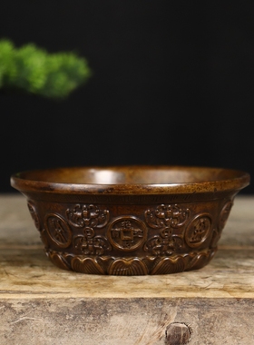 实心纯铜聚宝盆摆件办公室铜聚宝盆客厅玄关招财铜聚宝盆礼品摆件