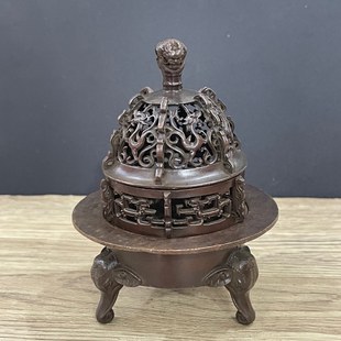 复古香炉仿古收藏家用器海兽古玩双龙双耳室内薰炉摆件茶道摆设