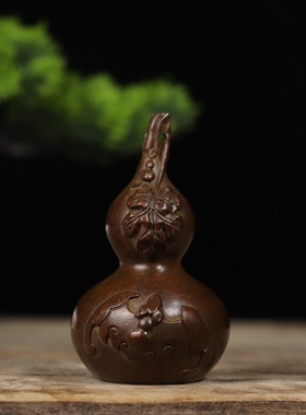 紫铜葫芦小摆件手把件男生随身把玩客厅家居摆设文玩收藏品工艺品