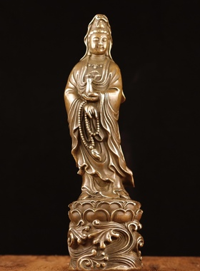 古玩收藏仿古大清乾隆年制站浪花观音菩萨摆件古董观世音菩萨