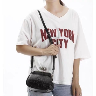 口金夹子包时尚 斜挎小包鳄鱼纹PU皮手拎链条朋克风百搭迷你手机包