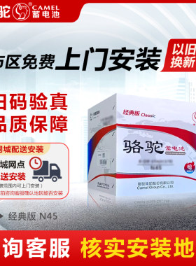 骆驼蓄电池12V适用轩逸骐达蓝鸟CRV杰德XRV启辰T70景逸X3电瓶N45
