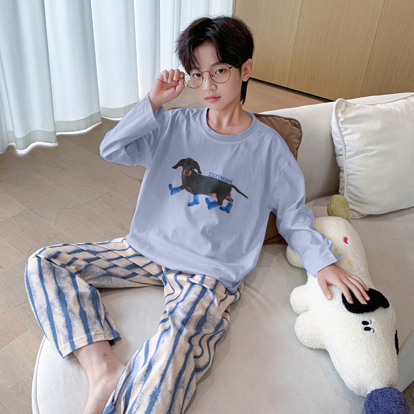 男童睡衣套装春秋款纯棉儿童家居服男孩休闲洋气韩版长袖空调服潮