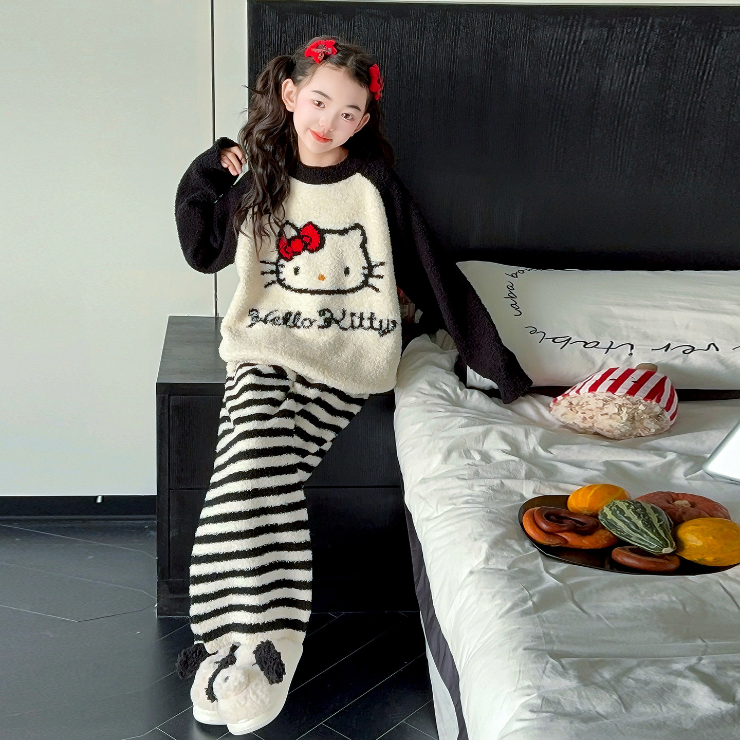 女童冬季半边绒家居服儿童洋气卡通加厚保暖睡衣套装珊瑚绒空调服,童装/婴儿装/亲子装,家居服套装,淘宝优惠券,粉丝福利购,淘宝优惠卷