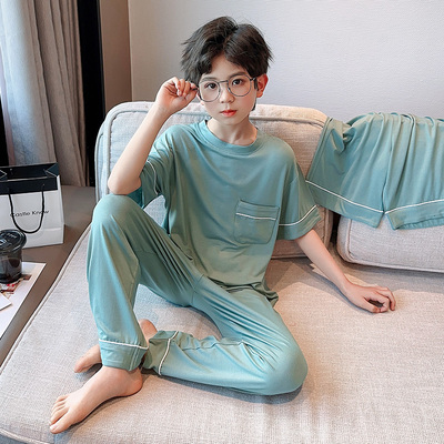 休闲洋气莫代尔夏季薄家居服套装