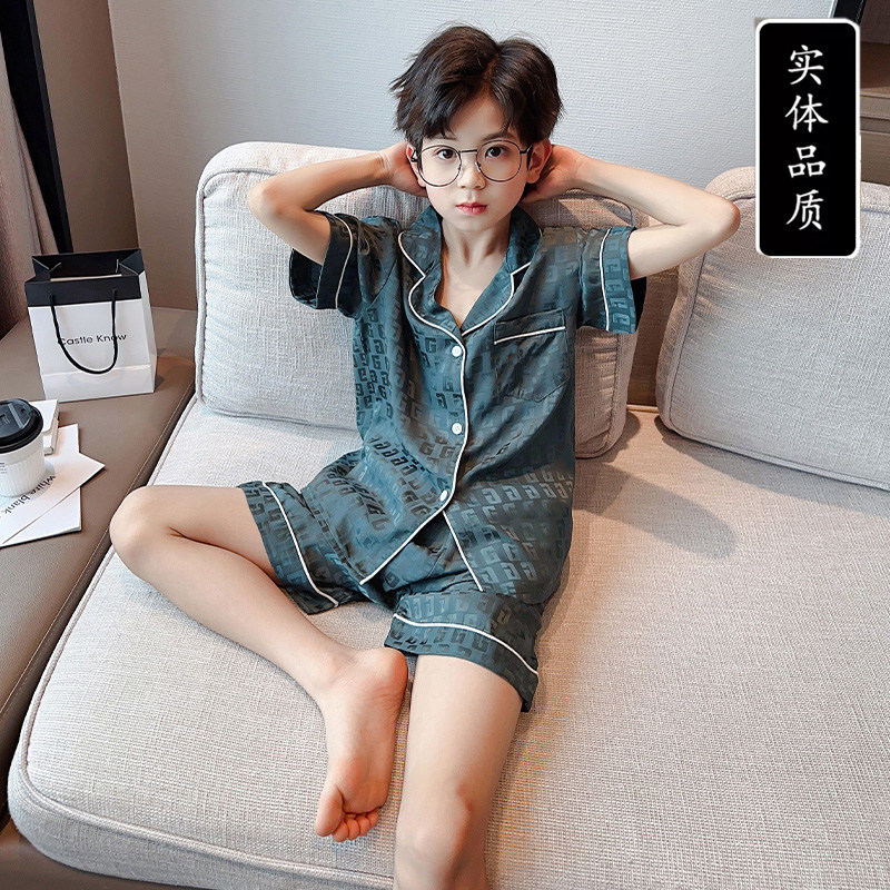 洋气休闲冰丝夏季短袖短裤睡衣潮