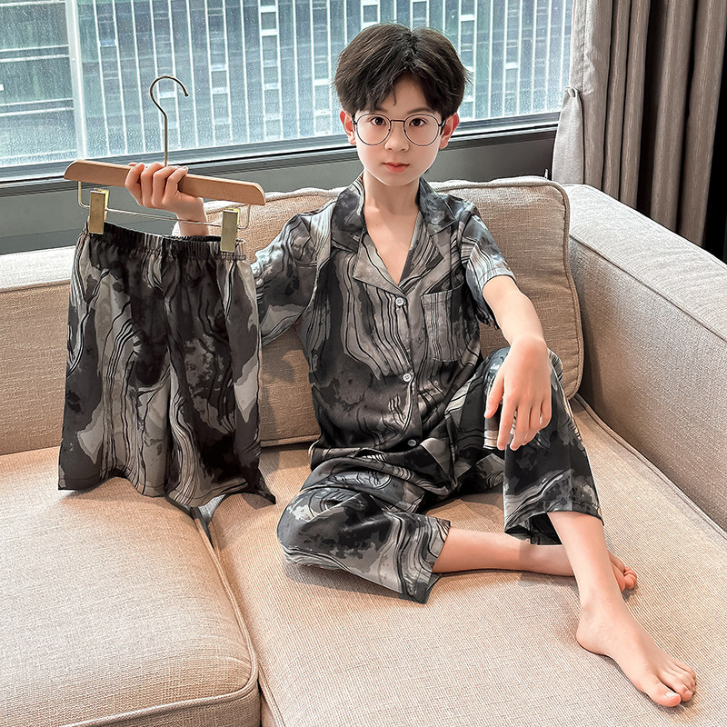 国风夏季三件套睡衣凉感垂感